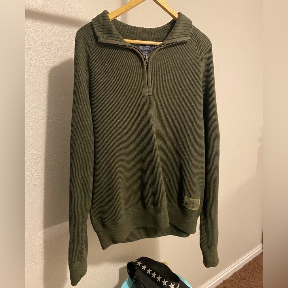 green quarter zip sweater